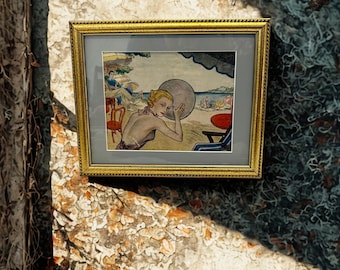 Art Deco Magazine Cover by Xavier Sager – Framed “Les Baigneuses”