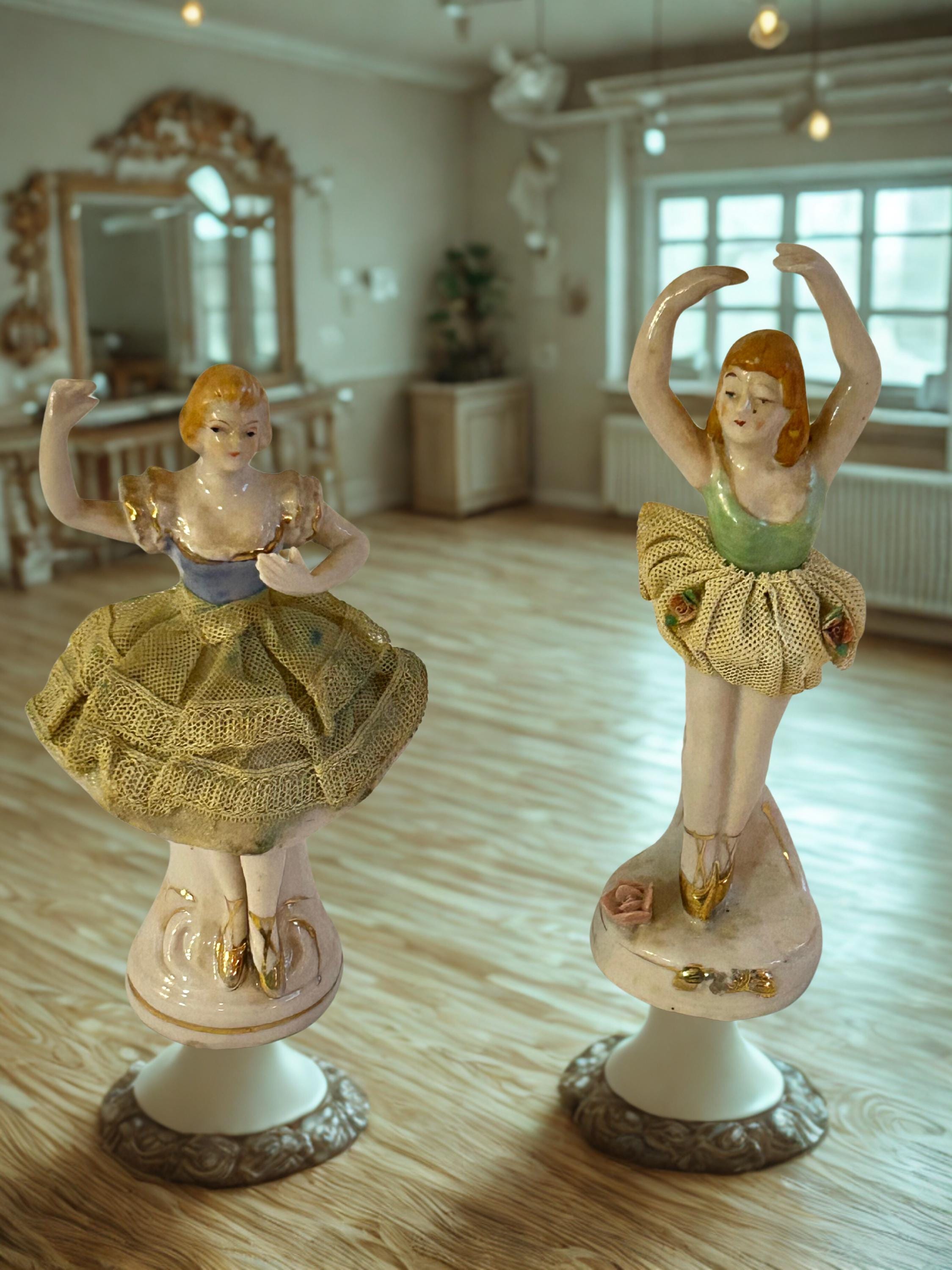 陶器製バレリーナレース人形　小さい Vintage porcelain ballerina figurines - Etsy 日本