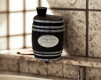 Vintage Avon Bay Rum Barrel Bottle, 1960s After Shave Decanter, Retro Barbershop Collectible