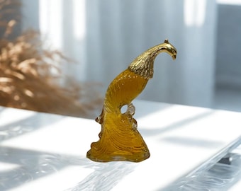 Avon Bird of Paradise Decanter – 1970s Amber Glass Figural Perfume Bottle