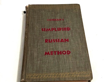Bondar's Simplified Russian Method Textbook • Vintage Grey Cloth 1949 Language Book