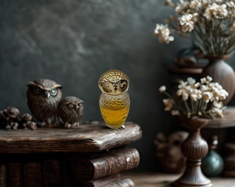 Vintage Avon “Occur!” Owl Cologne Bottle – Clear Glass with Gold‑Tone Plastic Head (1970s)