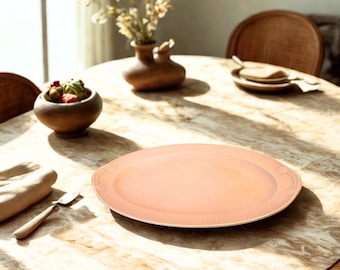 Vintage Taylor Smith Taylor Lu-Ray Pastels Oval Serving Platter, Sharon Pink Mid Century Ceramic Tray with Tab Handles