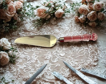 Vintage Glass Handle Cake Server – Silver Tone Wedding Cake Slicer, Elegant Bridal Tableware