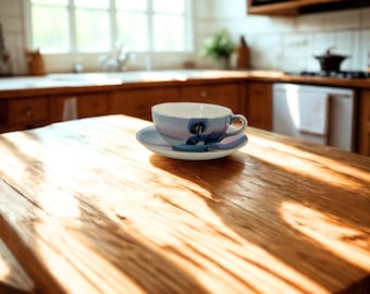 Vintage Hand‑Painted Japan Teacup & Saucer – Lakeside Landscape Lusterware Porcelain Set