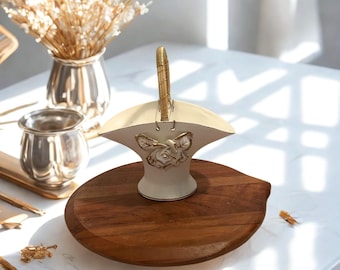 Lefton Alaskan Rose Basket 667 • Vintage Japan Ceramic • Raised Roses & 22K Gold Trim