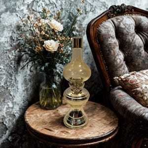 Vintage Avon Library Lamp Perfume Bottle – Amber Glass Victorian Lamp Collectible