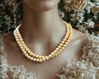 Vintage 2‑Strand Pearl Necklace | Retro Mid‑20th‑Century Classic Jewelry