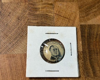 Authentic 1932 FDR Campaign Pinback Button - The Friends of Franklin Roosevelt - Bastian Bros Co Political Collectible