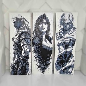 The Witcher 3D Printed Bookmarks: Geralt, Yennefer, Ciri - Fantasy Collector Set