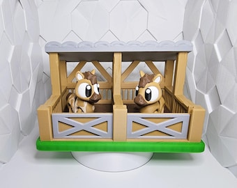 Flexi Horses & Stable Playset | Articulated 3D Printed Toy | Farm Pretend Play