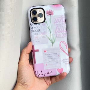 Pink Floral Christian Phone Case for iPhone and Samsung Galaxy – Cute Design, Glossy Protective Cover, Christian Spirit
