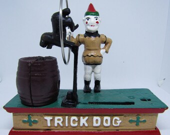 CAST IRON DOORSTOP MECHANICAL BANK SPANIEL DOG STATUE