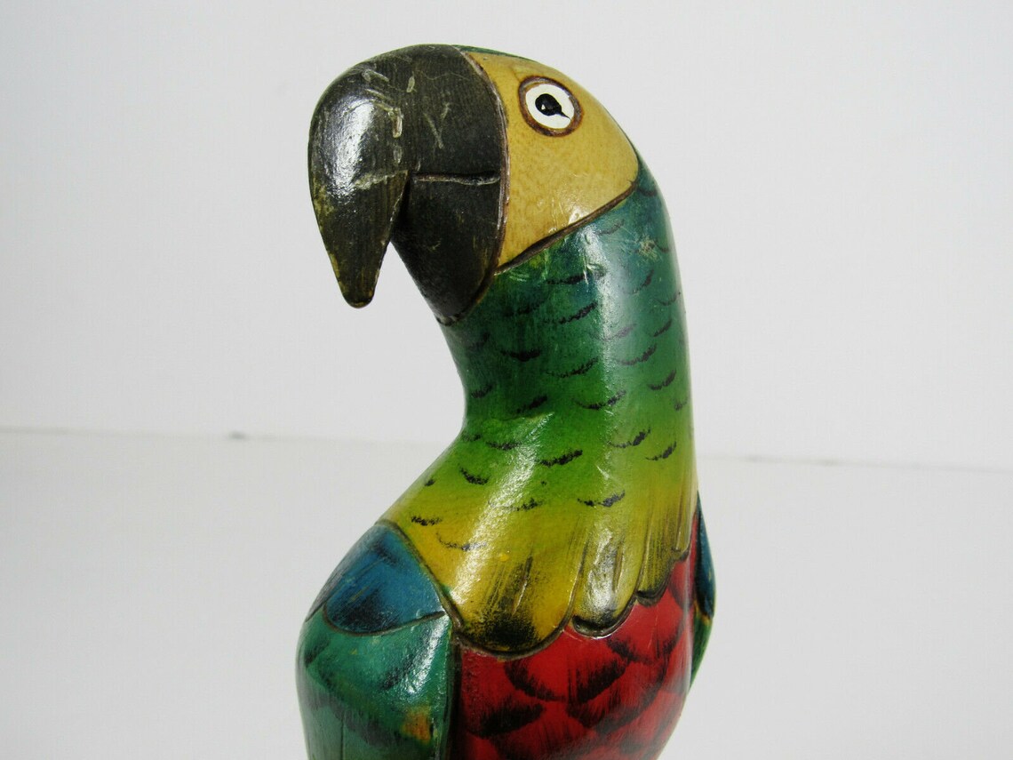 Parrot Display Hand Carved & Painted Balsa Wood Parrot Bird Etsy
