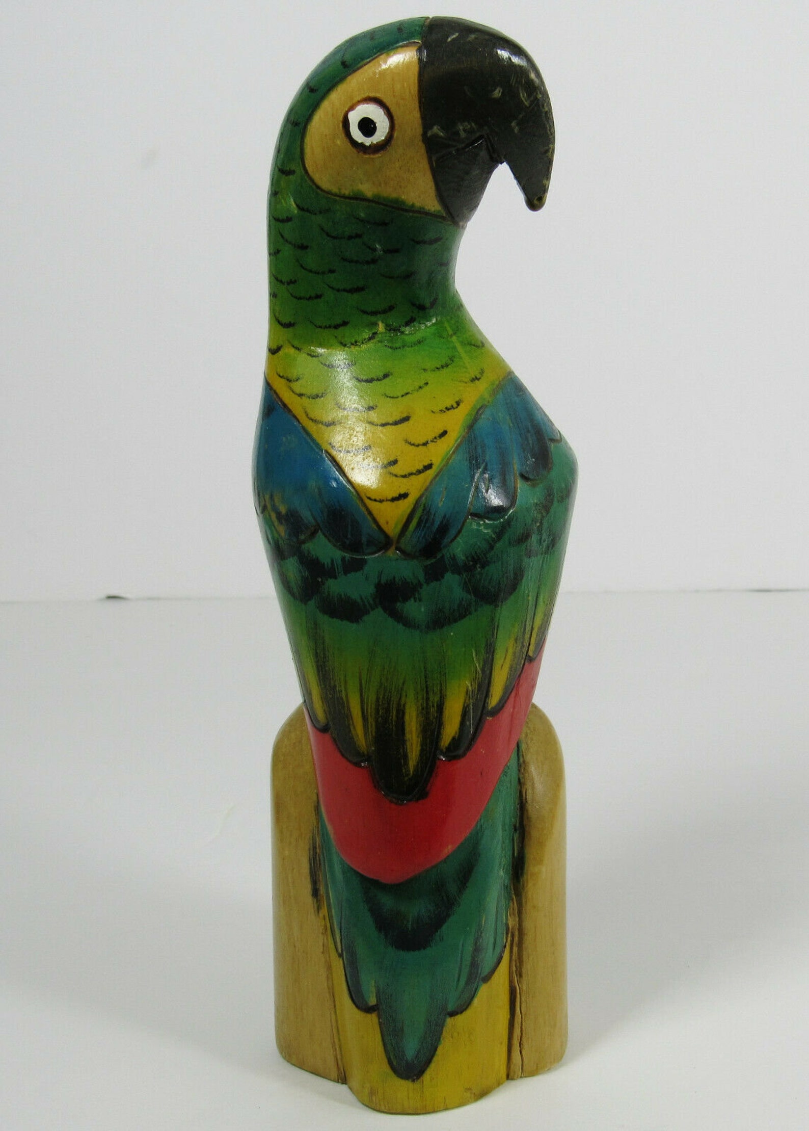 Parrot Display Hand Carved & Painted Balsa Wood Parrot Bird Etsy