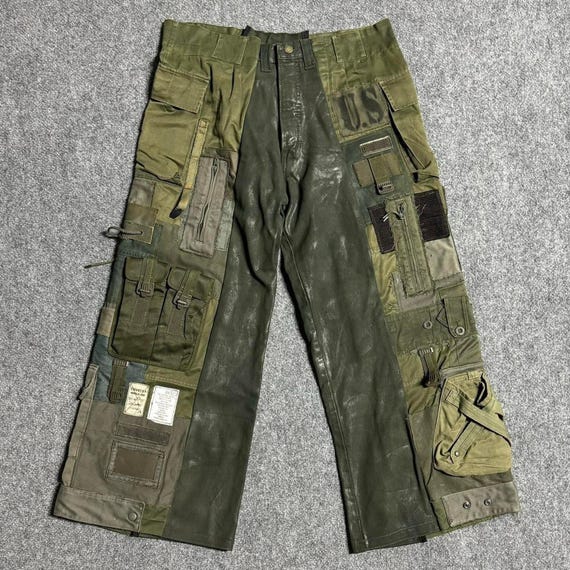 Japanese Archive Patchwork Waxed Cargo Pants - Etsy