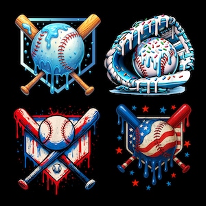Baseball Drip PNG: Sports Design for T-shirts, Mugs (Digital Download)