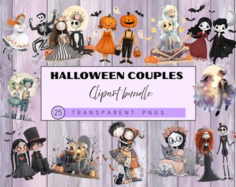 Skeleton Couple Clipart Bundle – Spooky Halloween Digital Art Set