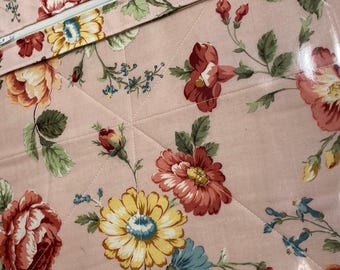 Cross Stitch Project Bag Spring Floral Fabric Work in Progress Bag Clear Front Vinyl Front  READY TO SHIP