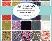 Moda Saturday Morning MINI Charm Pack by Basic Grey 2.5 quot Squares Grunge Modern Fabric
