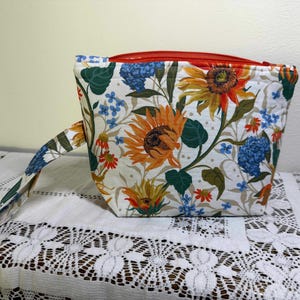 Knitting Project Bag Medium Size: Sunflower fabric