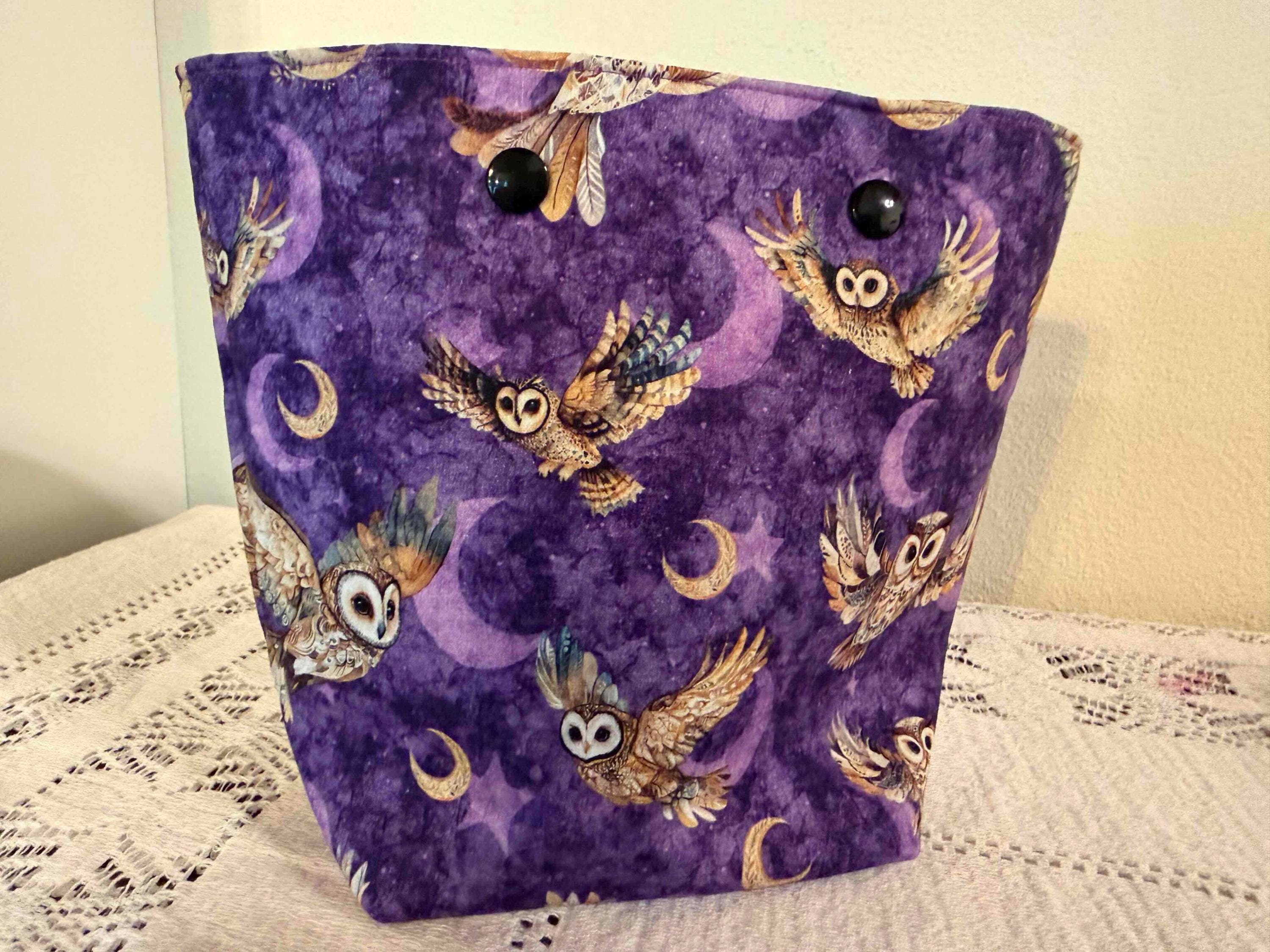 Owl Knitting Project Bag Snap Top Pouch- Small Size Sock Knitting Bag Halloween