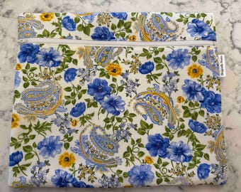 Cross Stitch Project Bag, Summer Breeze flowers. Use for Sewing, Needlework, Embroidery, Travel Organizer