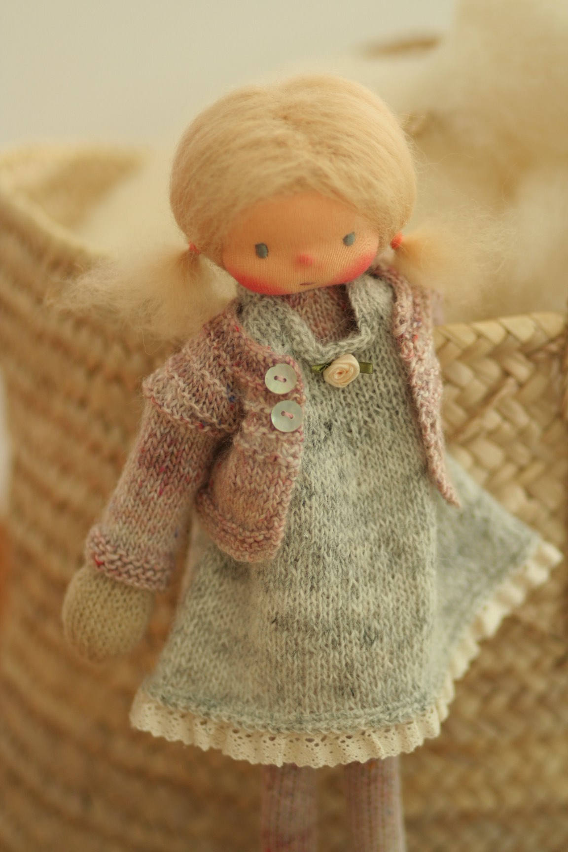 Knitted doll 14 Mairi Waldorf doll Soft doll rag | Etsy