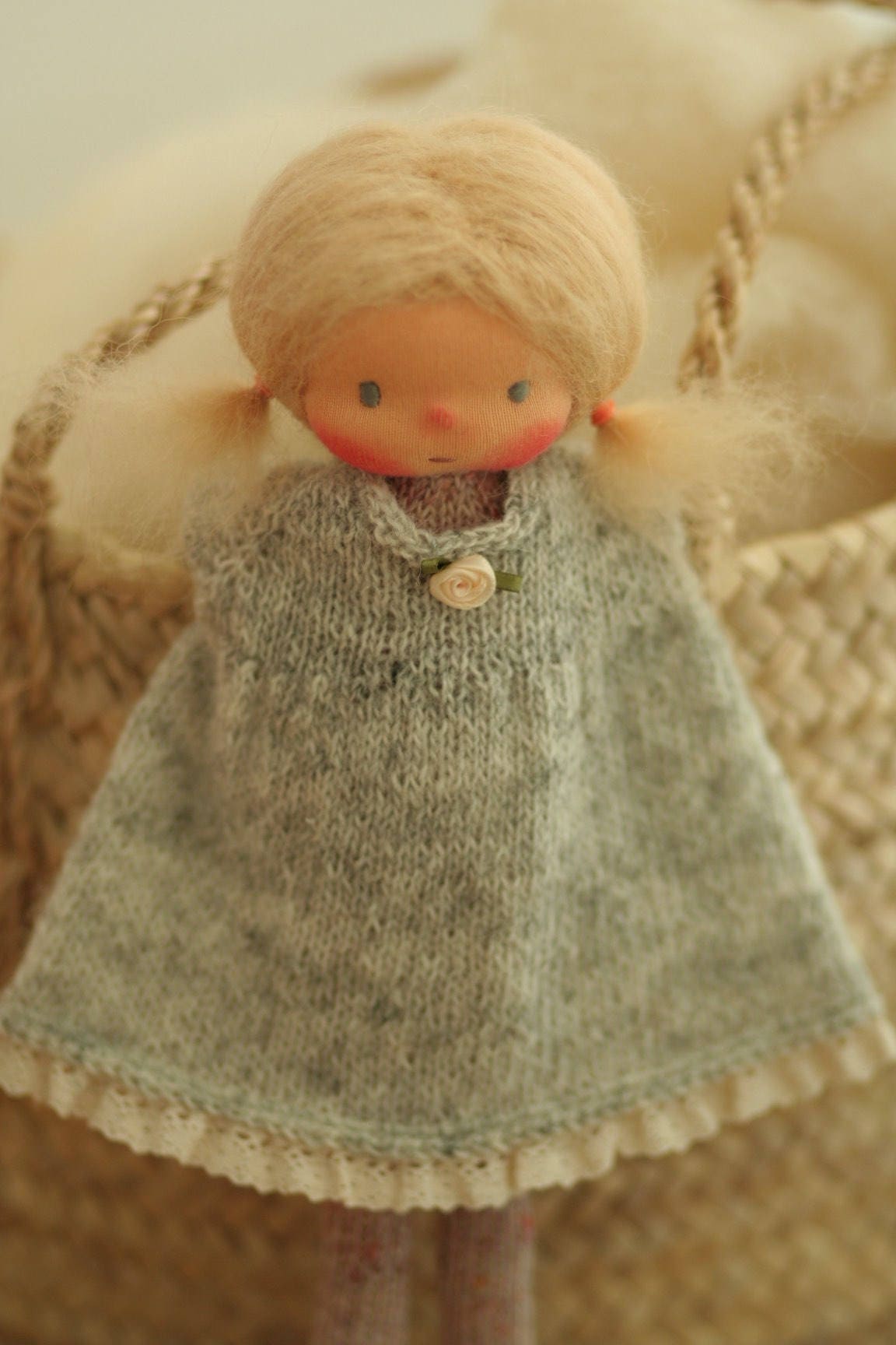 Knitted doll 14 Mairi Waldorf doll Soft doll rag | Etsy