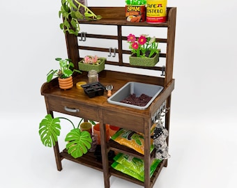 Miniature Garden Potting Bench 1:6 Scale | Compatible with Miniverse Nature and Lifestyle Series | Miniverse Items are NOT Included