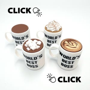 World’s Best Boss Mug Fidget Clicker | The Office 3D-Printed Sensory Toy | Hot Cocoa, Coffee, Latte Art