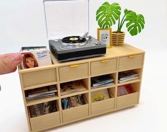 Miniatur-Plattenspielerständer im Maßstab 1:6 | Kompatibel mit Miniverse Real Music | Schallplatten nicht enthalten