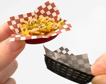 Miniature Fast Food Basket with Liner | 3D Printed | 1 : 6 Scale | Compatible with Miniverse | No Food Filling