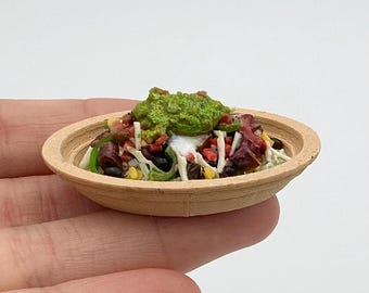Miniature Burrito Bowl or Compostable Bowl Only | 1 : 6 Scale | 3D Printed Bowl, Handmade Filling