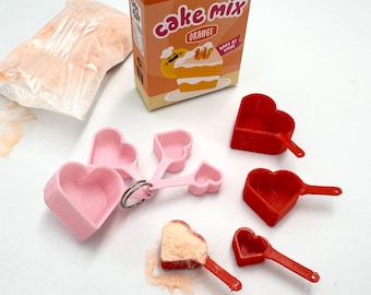 Miniature Heart Measuring Cups  1 : 6 Scale | 3D Printed | Compatible with Miniverse Kitchen