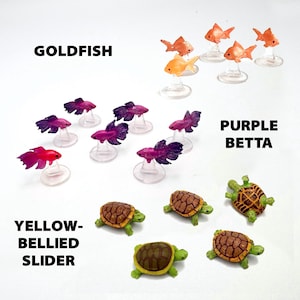 Molded, Hand Painted Miniature Fish and Turtle | 1:6 Scale | Listing is for 1 Animal