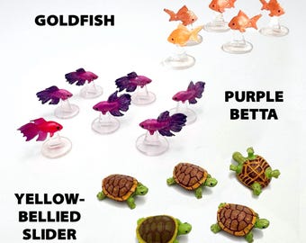 Molded, Hand Painted Miniature Fish and Turtle | 1:6 Scale | Listing is for 1 Animal