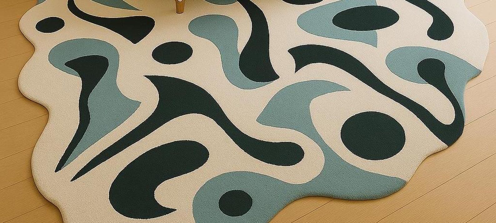 Ocean Wave Abstract Fluid Rug – Blue & Cream Artistic Floor Accent - Etsy