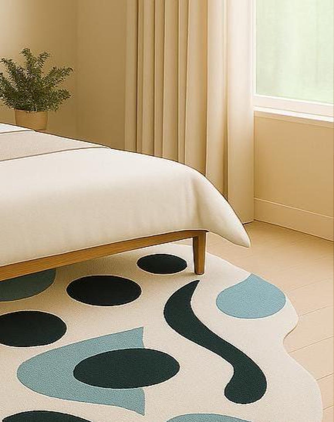 Ocean Wave Abstract Fluid Rug – Blue & Cream Artistic Floor Accent - Etsy