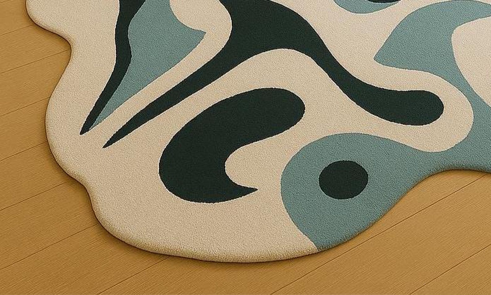 Ocean Wave Abstract Fluid Rug – Blue & Cream Artistic Floor Accent - Etsy