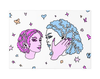EMBRACE lesbische kunstprint | muurkunst slaapkamer | zonderlinge poster | hippe grafische illustratie | sapphic