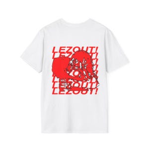 LEES UIT! lesbisch t-shirt | dijktop | overhemd met saffier | kusmeisje | wlw kunst | zoenen vrouwen | Boxy T-shirt | butch femme afbeelding 8