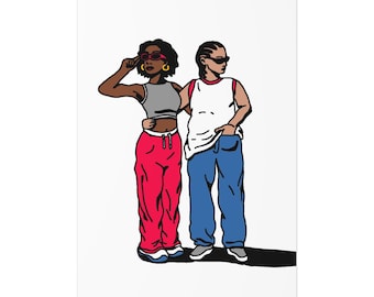 SHADES kunstprint lesbisch koppel | wanddecoratie | Stoer vrouwelijk stel | zonderlinge poster | indie grafische illustratie | sapphic