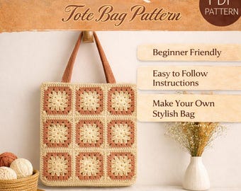 Wzór PDF – Torba typu Grandma Square Tote (dla początkujących – średni rozmiar)