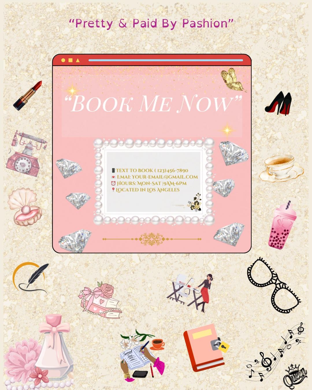 Book Me Now Template| Editable Canva File | Pink Gold Booking Form - Etsy