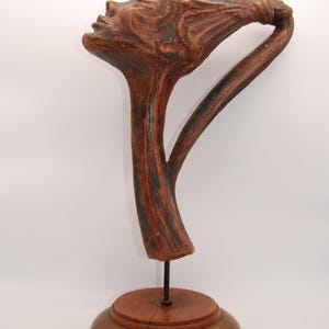 Wooden sculpture of a woman