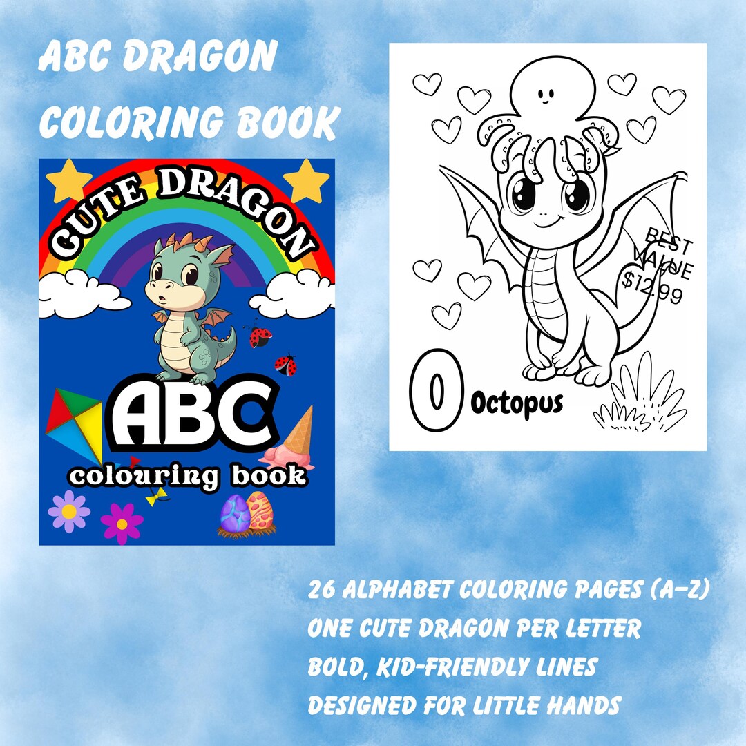 ABC Dragon Coloring Book – Preschool Alphabet Learning (digital ...