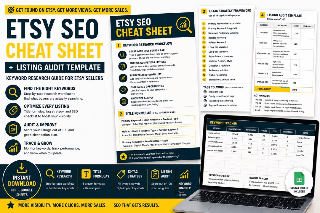 Etsy SEO Cheat Sheet Template (PDF Download) - Etsy UK