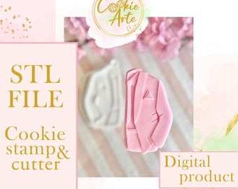 Man Suit Cookie Stamp and Cutter STL File | Tuxedo Groom Digital Download | 3D Printable Fondant Embosser
