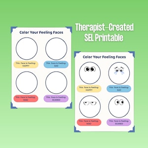 Coloring Feeling Faces Printable | Emotional Expression Activity for Kids | SEL & Therapy Resource | Neurodivergent-Affirming Tool